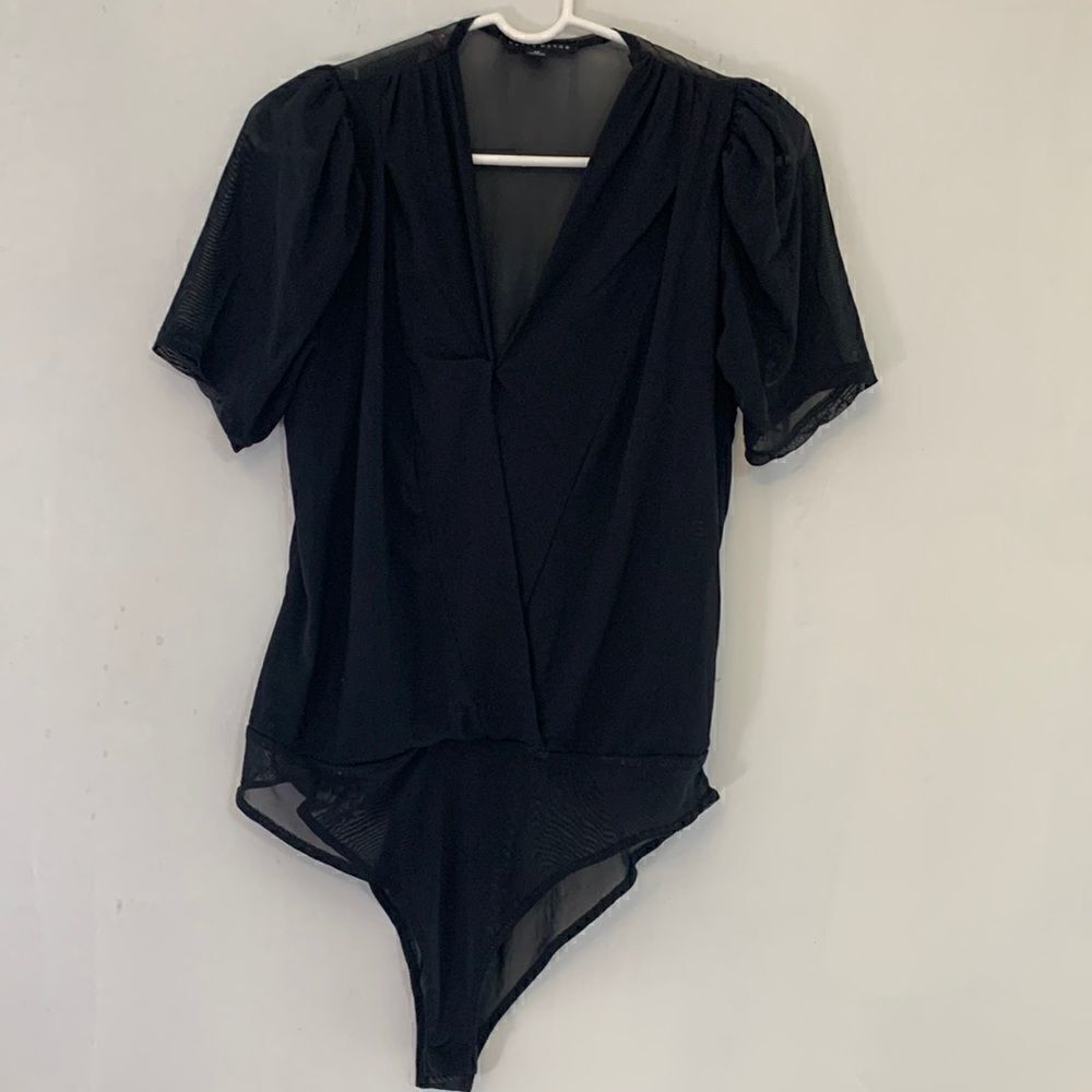 Haute Monde black sheer bodysuit. Bust about 18” Size M